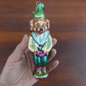 Nathalie Lete (Glitterville) Dog Christmas Glass Ornament